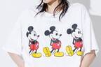 ファセッタズムのディズニー「ミッキーマウス」Tシャツ、ガムテープ風プリントやリブを配したビッグT