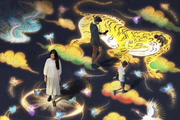 「ワントゥーテン 二条城夜会」京都で巨大プロジェクションマッピング、城内に描かれた生き物＆植物を投影