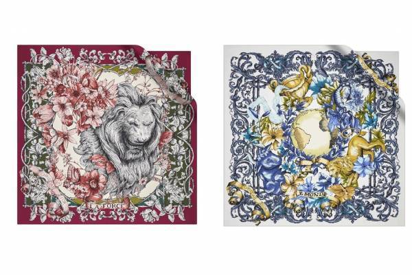 ディオール“まるでタロットカード”な新作スカーフ、「審判」「力」のシンボル・獅子モチーフなど