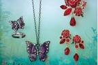 アナ スイ“薔薇と蝶”の新作アクセサリー、キラキラ輝く蝶をのせたローズのブローチなど