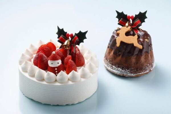 長楽館のクリスマス2021年、サンタ添え苺ショートケーキ＆トナカイ型クッキー付きチョコレート菓子