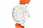 ルイ・ヴィトン限定腕時計「タンブール スリム」虹色ストーン文字盤×オレンジのアリゲーターストラップ