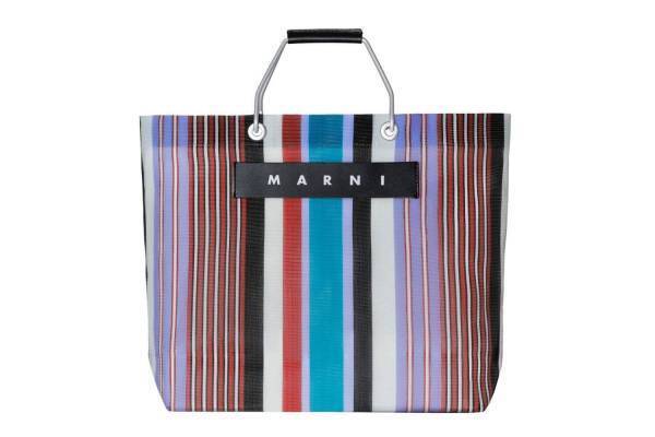 マルニ マーケット「ストライプバッグ」に新色ライトライム、ライムグリーンやラベンダーを合わせて