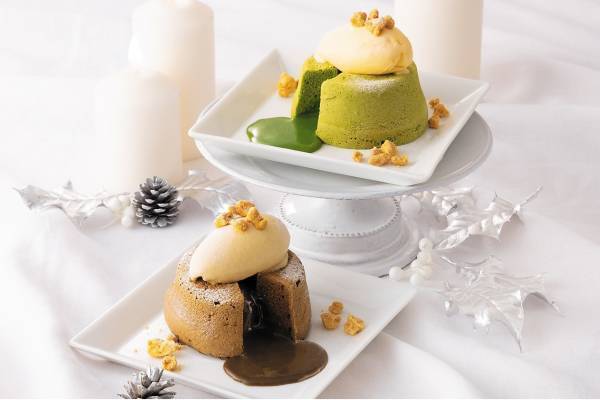 ナナズグリーンティー“抹茶＆ほうじ茶”フォンダンショコラ、お茶香るもちもち生地×とろけるチョコソース