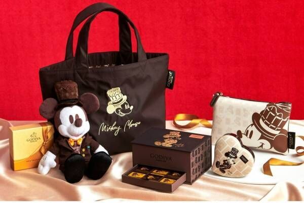 “板チョコ柄帽子”のミッキーマウスバレンタインチョコ＆グッズ、ゴディバとディズニーストアの共同企画