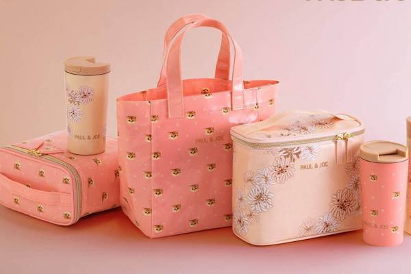 ポール & ジョー“猫のヌネット×ローズピンク”のランチボックス＆バッグ、蓋付きタンブラーも