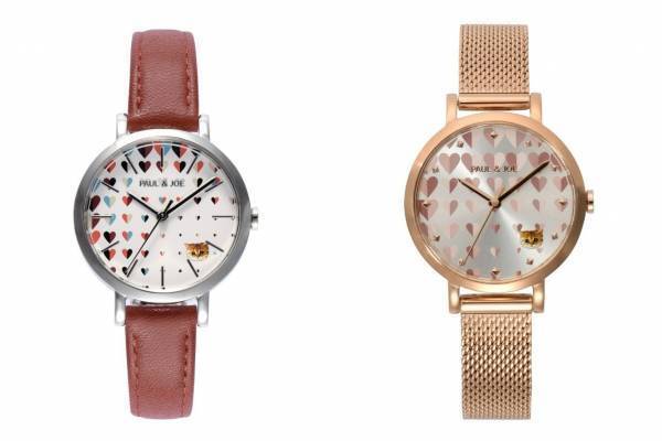 ポール & ジョー新作腕時計「ハート」猫のヌネットも配して、上品レザーor輝くメタルストラップ