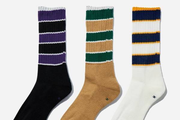 ソフネット×シックストックスのコラボ靴下"3本ボーダーライン"入りコットンリブソックス