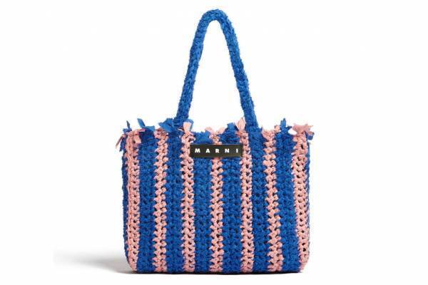 「マルニ マーケット」チェッカー柄やストライプ柄の新作手編みバッグ、銀座＆札幌で先行販売