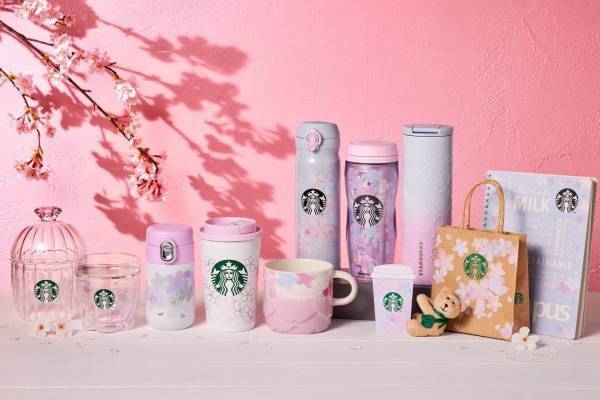 スタバ「SAKURAシリーズ」22年の新作グッズ、満開に咲く桜を描いたタンブラーや桜型マグ