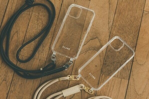 クラネ×トポロジーのiphoneケース、肩掛け可能“ロープ”素材のストラップ×上品レザータグ