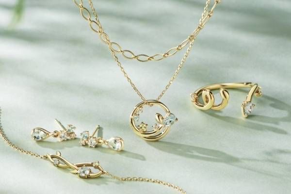 カナル 4℃新作ジュエリー"みずみずしい植物"着想、アクアマリンが輝くネックレスやイヤーカフ