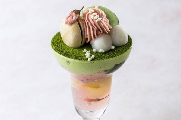 京はやしや“和食材”使用の「桜パフェ」春限定で、ほろ苦い宇治抹茶×ほんのり桜香る爽やかジュレ