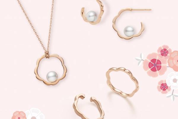 ミキモト新作"さくら"モチーフのパールジュエリー、花びら型ペンダントやピアスなど