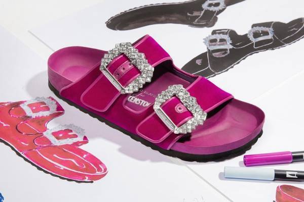ビルケンシュトック×マノロ ブラニク、クリスタル＆ベルベットのサンダル「アリゾナ」など