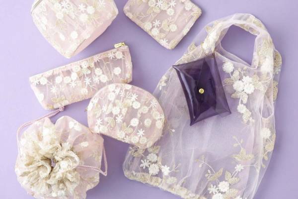 フランフラン“透け感チュール＆花模様”の新作バッグ＆ポーチ、くしゅくしゅ巾着など