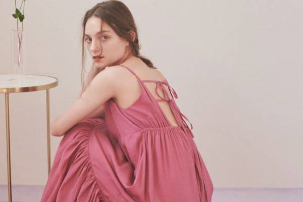 ジェラート ピケ「花咲くピンク」のルームウェア、チューリップモチーフドレス＆ルームシューズ