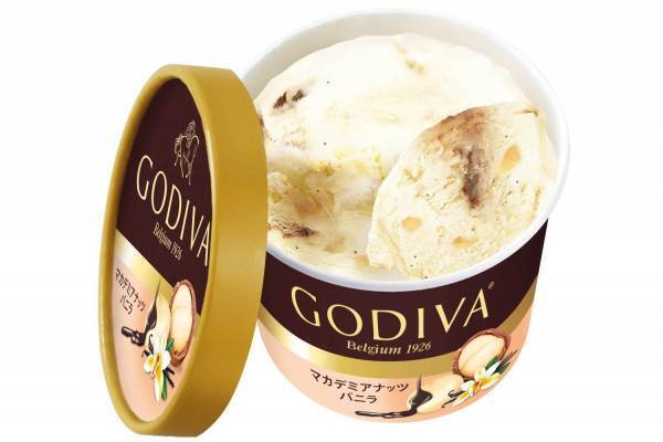 ゴディバの新カップアイス「マカデミアナッツバニラ」ダークチョコソースを合わせた濃厚バニラアイス