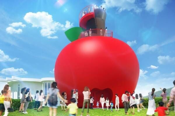 「ハローキティアップルハウス」“ハローキティのりんごのおうち”がテーマのりんご型展望シアター淡路島に