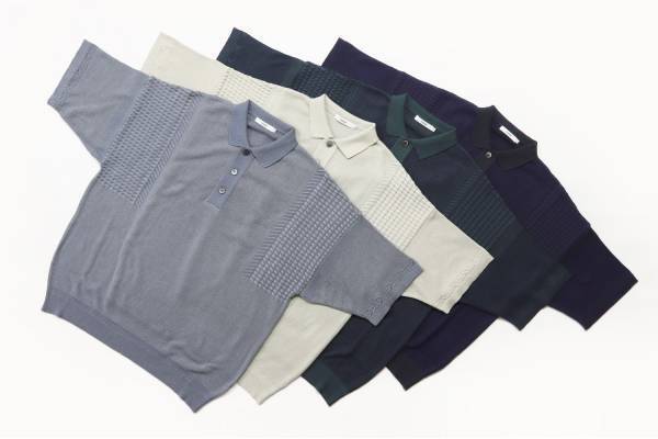 ヤシキ新作“かき氷”をイメージした編地のニットポロ、着物風のゆったりシルエット