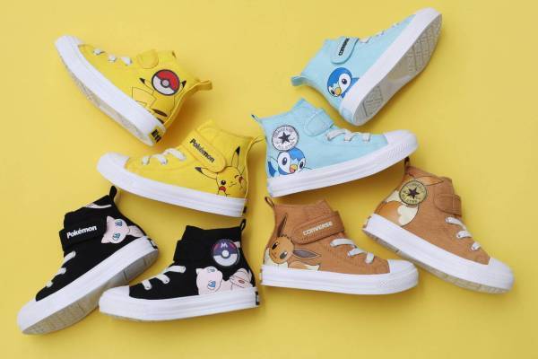 コンバース ポケットモンスターのデザインのキッズシューズ、ピカチュウ・ポッチャマなどをイメージ