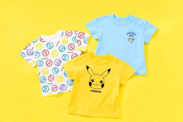 GU22年夏の新作「ポケモン」ウェア、ピカチュウ＆ポッチャマ主役のベビー・キッズ向けTシャツ