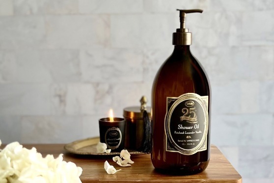 SABON「パチュリ・ラベンダー・バニラの香り」ボディソープが1000mLで、ブランド25周年限定