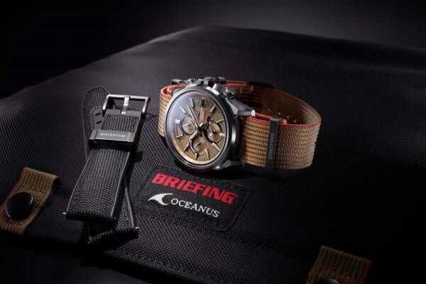 ブリーフィング×カシオ「オシアナス」“コヨーテカラー”の腕時計、高耐久ナイロンベルト＆PCケース付属