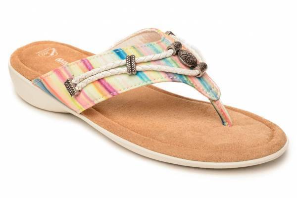 ミネトンカ人気レディーストングサンダルに新色、カラフルストライプやレオパード柄