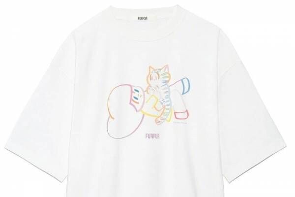 ファーファー「マムアン」新作コラボウェア、虹色の女の子＆猫を描いたTシャツやバッグ