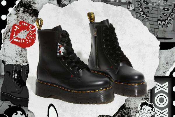 ドクターマーチン「ベティ・ブープ」のコラボブーツ、“天使と悪魔”や真っ赤なハートを配して