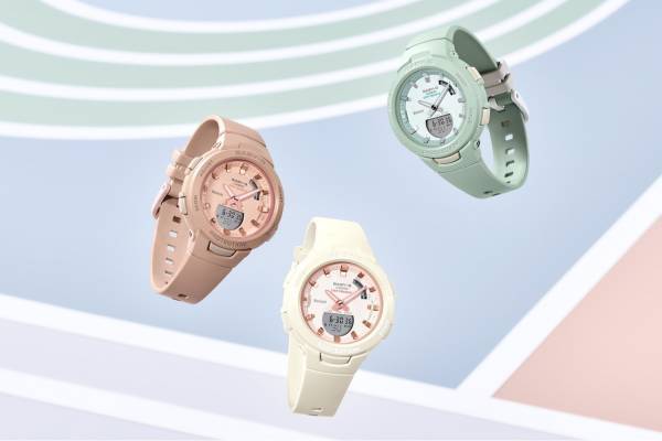 BABY-G「BSA-B100CS」“スマホ連携＆ヘルス管理”腕時計に、パステルカラーの新色