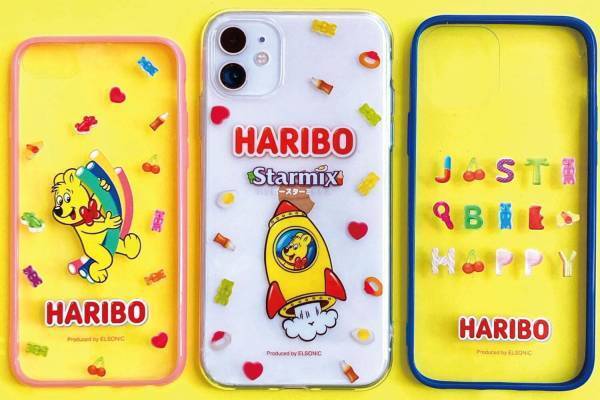 ハリボー×サンキューマート、“グミ”パッケージ柄＆ゴールドベアのスマホケースやポーチ