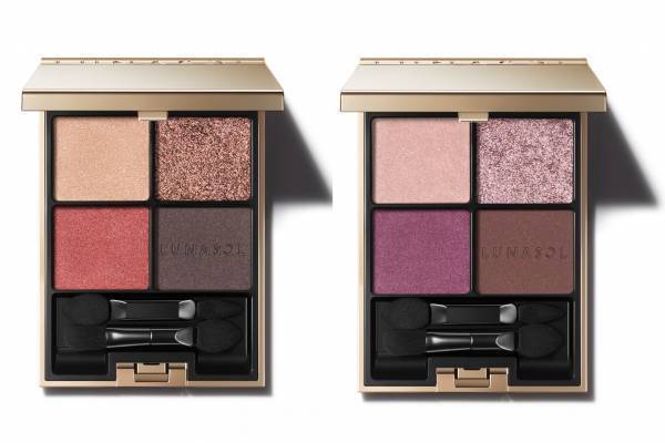 ルナソル22年クリスマスコスメ、“オーロラ＆夕暮れの赤い月”イメージの4色アイパレなど