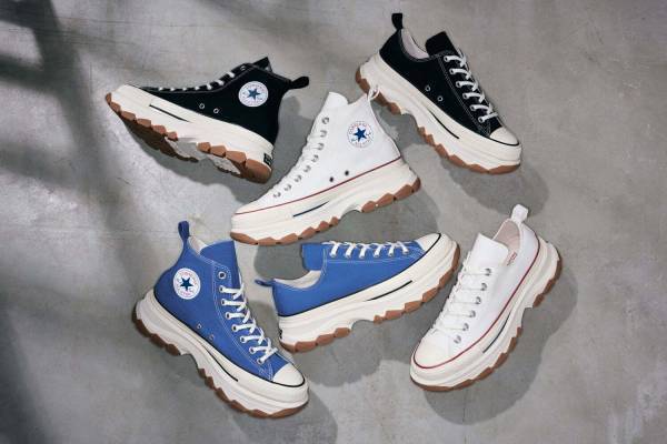 コンバース「オールスター 100」新作スニーカー、トレッキングシューズ着想の厚底ラバーソールで
