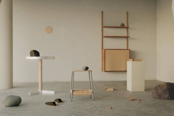 エンダースキーマ、レザーでミニマムに仕上げたスツール＆テーブルなど - デンマーク「フラマ」と初コラボ