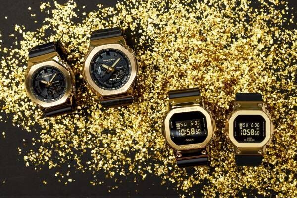 G-SHOCK“ゴールドメタル”の新作腕時計 - スクエア＆八角形ベゼル、コンパクトなモデルも