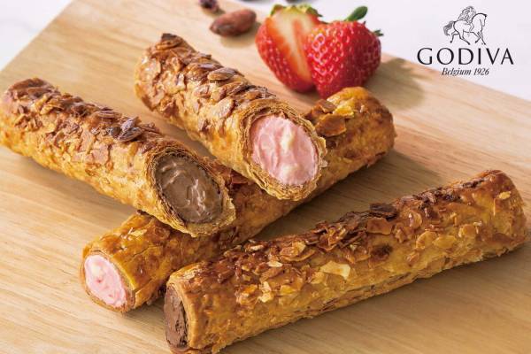 ゴディバ新作“サクサクパイ×濃厚クリーム”「ロングコルネ」ベルギー産チョコやストロベリー味で