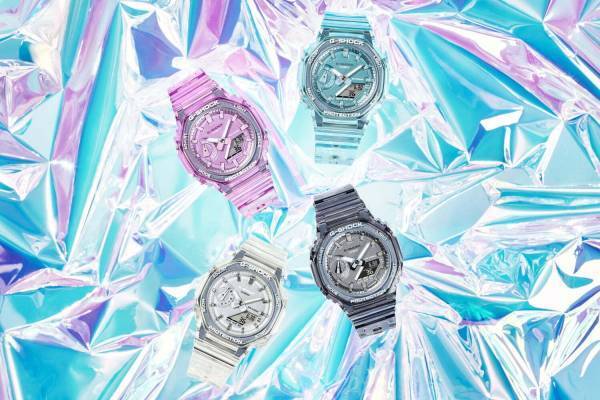 G-SHOCK“ペールトーン”のスケルトン腕時計、コンパクトな八角形ケースモデル