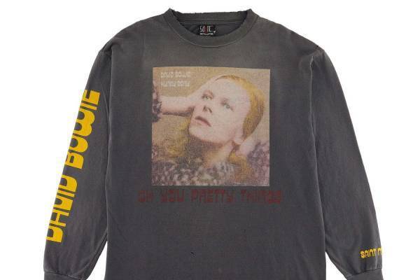 セント マイケル、「デビッド・ボウイ」のグラフィック入りヴィンテージ風ロングTシャツ