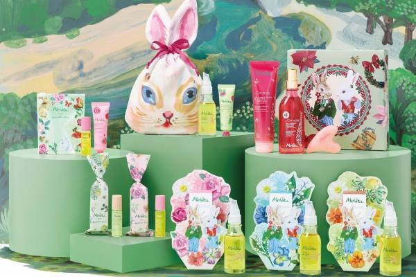 メルヴィータ22年クリスマスコフレ - "森のパーティー”着想、うさぎ巾着入りアルガンオイルセット