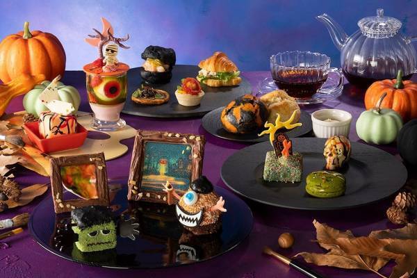 スイスホテル南海大阪のハロウィンアフタヌーンティー、“フランケンシュタイン”風ケーキなど