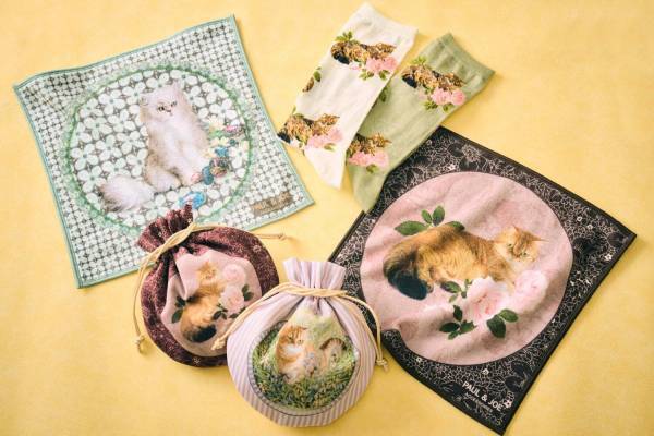 ポール & ジョー アクセソワ“猫＆花”を描いた新作ハンカチ、“パリの街並み”ソックスも