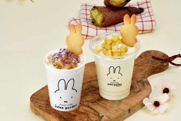 ミッフィー“さつま芋×チーズケーキ風味”の限定ドリンク、フラワーミッフィー ジュース ガーデンで