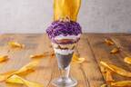 モンスーンカフェの“紫芋”を使用した10層パフェ、モンブラン×さつまいもチップスをトッピング