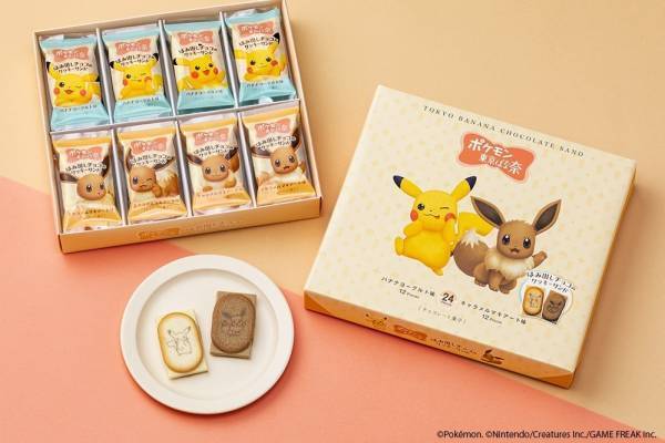 「ポケモン東京ばな奈」ピカチュウ＆イーブイを描いた“はみ出しチョコ”のクッキーサンド