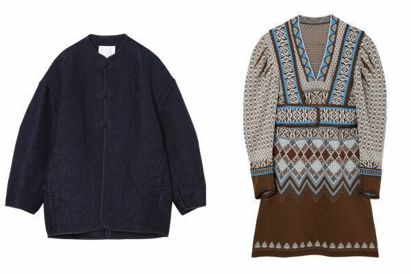 マメ クロゴウチ“唐草紋”チャイナジャケット&“スキーニット”着想ドレス、伊勢丹新宿店限定カラーで