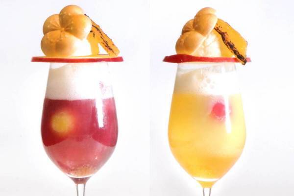 ザ チョーヤ ギンザバー秋限定の梅酒カクテルクリームソーダ、夜月＆イチョウ並木をモチーフに