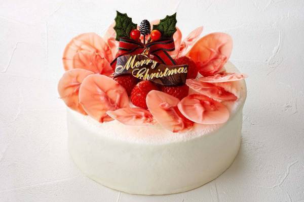 新宿高島屋2022年クリスマスケーキ、“バラの花びら型”チョコを飾った苺ショートケーキ