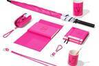 ヴァレンティノ「ピンクPP」“色見本”風デザインの文具＆雑貨、ケース付き折り畳み傘も